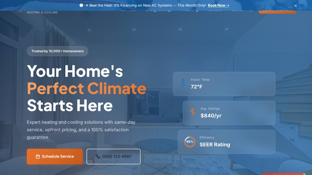ComfortAir Heating & Cooling website preview
