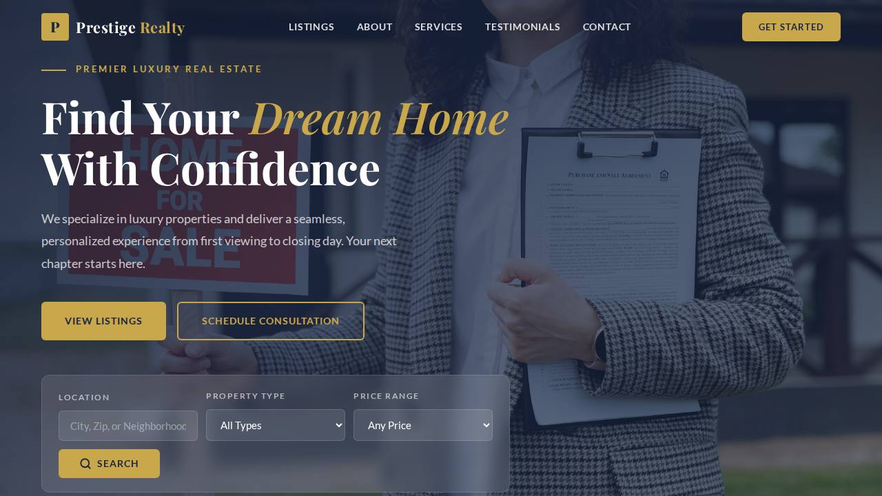 Prestige Realty website preview