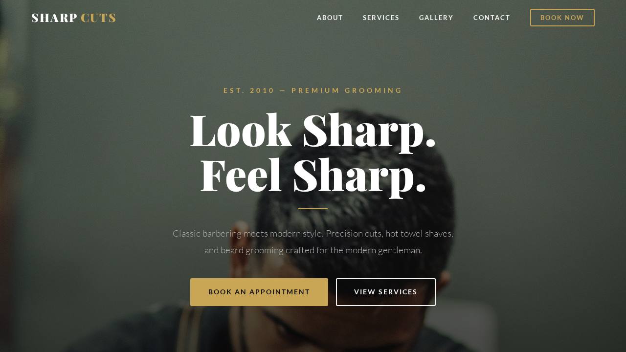 Sharp Cuts Barbershop website preview